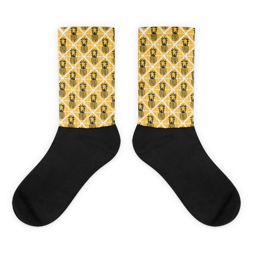 Socks black and yellow pineapple socks Pineapple Season